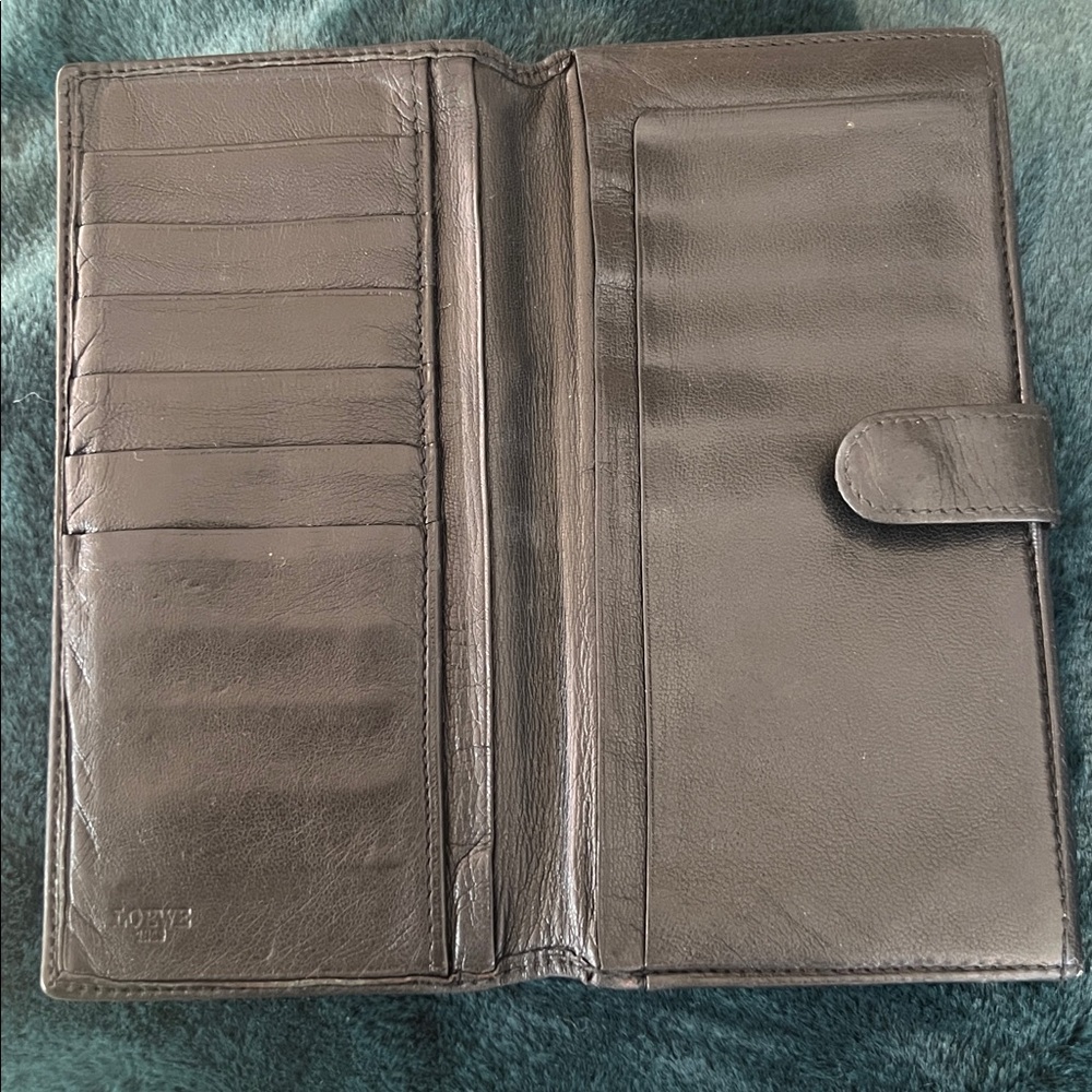 LOEWE vintage Elegant Black butter soft Leather snap card holder long Wallet - Picture 4 of 13